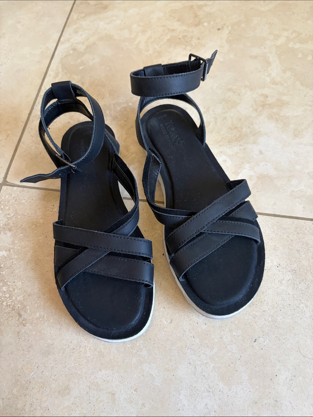 Toms Black Crisscross Ankle-Strap Sandals - Women